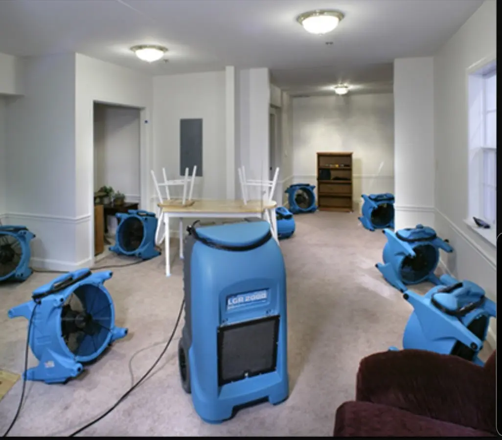 Air movers and dehumidifier setup for Water Extraction & Removal in Fort Washington